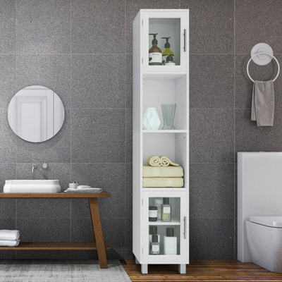 Tall slim bathroom cabinet deals with mirror door