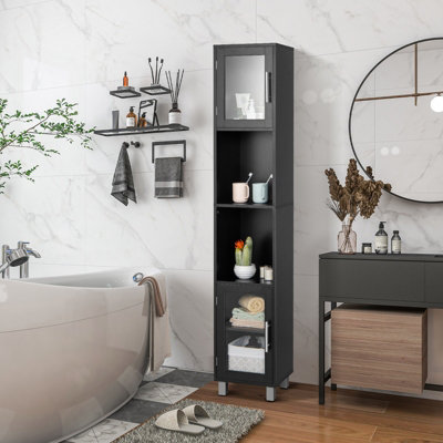 Costway Bathroom Tall Cabinet Slim Freestanding Storage Organizer Cupboard 2 Glass Doors Price Comparisons | Compare The Build