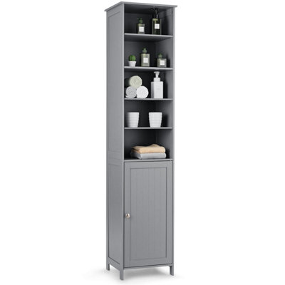 Costway Bathroom Tall Cabinet Slim Freestanding Storage Organizer W/ Adjustable Shelves