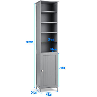 Costway Bathroom Tall Cabinet Slim Freestanding Storage Organizer W/ Adjustable Shelves