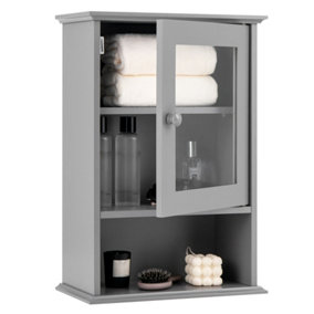 Costway Bathroom Wall Cabinet Single Door Medicine Storage Cabinet with Adjustable Shelf