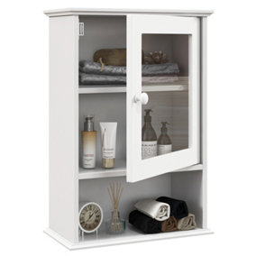 Costway Bathroom Wall Cabinet Single Door Medicine Storage Cabinet with Adjustable Shelf