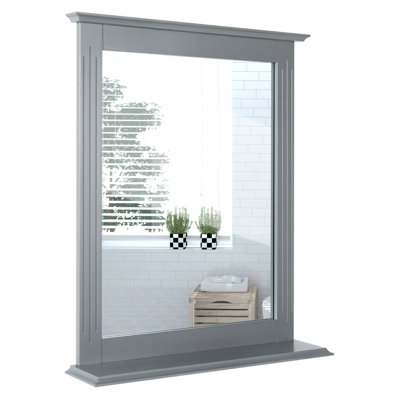 Costway Bathroom Wall Mirror Wall-mounted Square Framed Mirror Storage ...