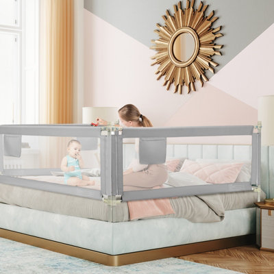 Costway Bed Rail for Toddlers 24-Level Height Adjustable Safety Bed Guardrail