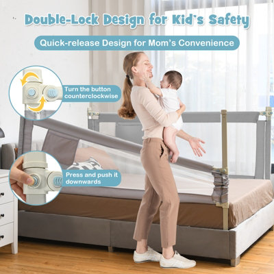 Costway Bed Rail for Toddlers 24-Level Height Adjustable Safety Bed Guardrail