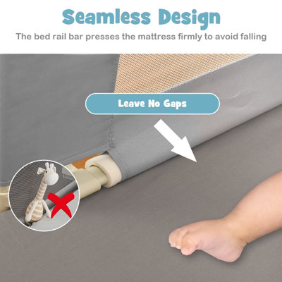 Costway Bed Rail for Toddlers 24-Level Height Adjustable Safety Bed Guardrail