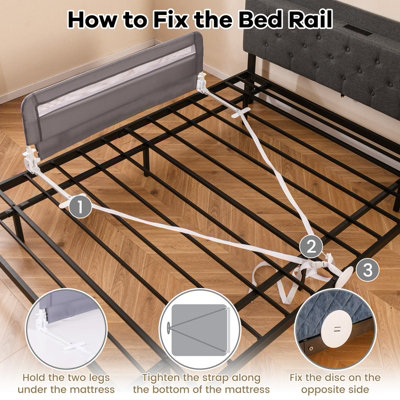 COSTWAY Bed Rail Guard for Toddlers 120CM Foldable Baby Bed Rail w ...