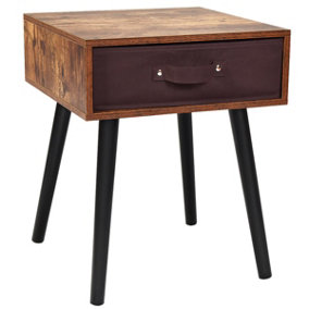Costway Bedside Table Accent End Table Nightstand w/ Removable Fabric Drawer