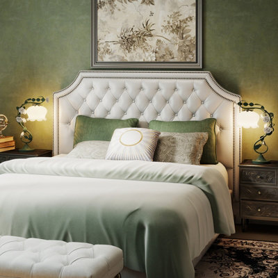COSTWAY Bedside Table Lamp Vintage Nightstand Lamp with Lily of the Valley Glass Lampshade