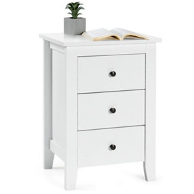 Costway Bedside Table Wooden Nightstand w/3 Drawers Modern & Multifunctional End Table