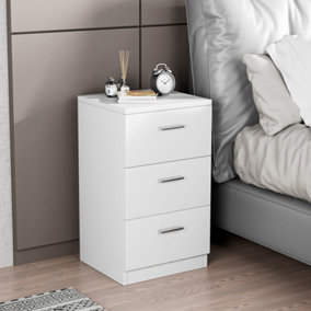 Costway Bedside Table Wooden Nightstand w/3 Drawers Space-saving Night Chest End Table