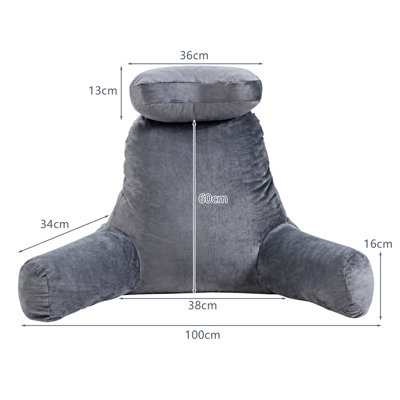 Costway Big Bed Rest Pillow Soft Back Support with Support Arms Relaxing Gaming Reading - 3