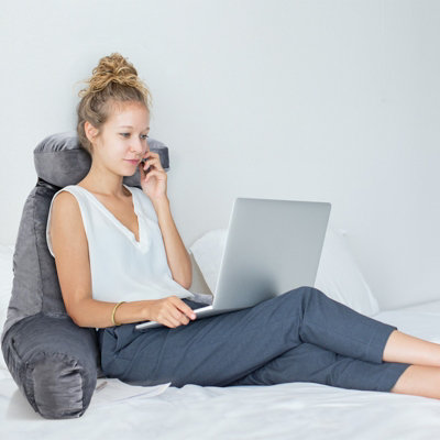 Costway Big Bed Rest Pillow Soft Back Support with Support Arms Relaxing Gaming Reading - 6