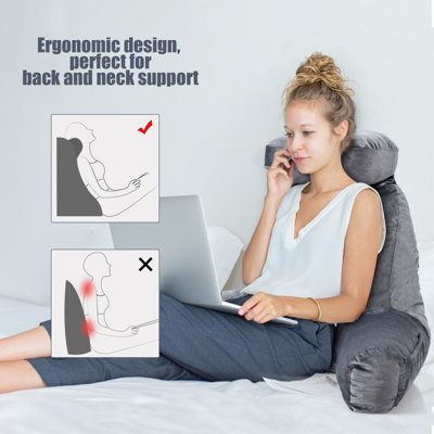 Costway Big Bed Rest Pillow Soft Back Support with Support Arms Relaxing Gaming Reading - 7