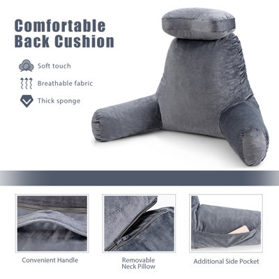 Costway Big Bed Rest Pillow Soft Back Support with Support Arms Relaxing Gaming Reading - 8