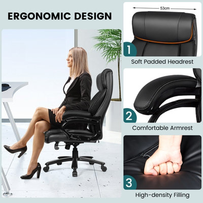 Costway Adjustable Office Desk Chair Ergonomic Executive Chair with Padded  Headrest Armrest