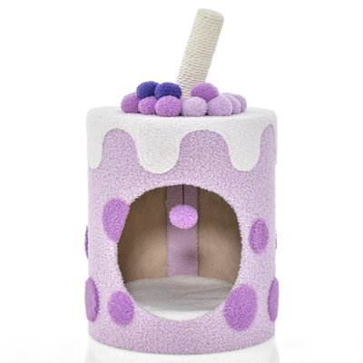 Costway Bubble Tea Cat Tree Tower Cat Condo Furniture W/ Scratching Post  Dangling Ball