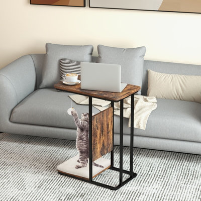 Costway C-Shaped Cat Side Table Modern Cat Tree & End Table w/ Removable Cushion