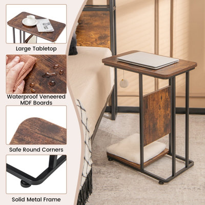 Costway C-Shaped Cat Side Table Modern Cat Tree & End Table w/ Removable Cushion