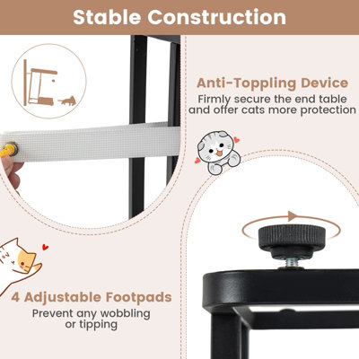 Costway C-Shaped Cat Side Table Modern Cat Tree & End Table w/ Removable Cushion