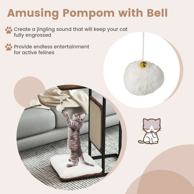 Costway C-Shaped Cat Side Table Modern Cat Tree & End Table w/ Removable Cushion