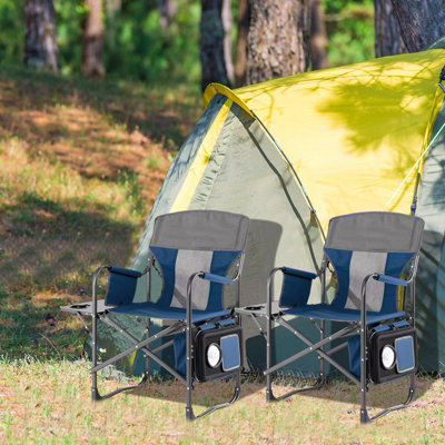 Costway Camping Directors Chair Portable Folding Camp Chair with Side Table & Cooler Bag - 3
