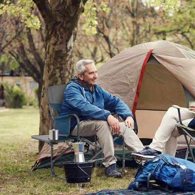 Costway Camping Directors Chair Portable Folding Camp Chair with Side Table & Cooler Bag - 4