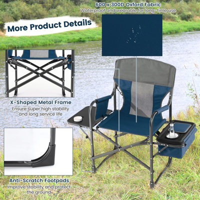 Costway Camping Directors Chair Portable Folding Camp Chair with Side Table & Cooler Bag - 6