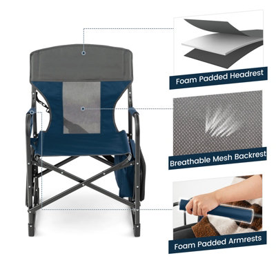 Costway Camping Directors Chair Portable Folding Camp Chair with Side Table & Cooler Bag - 8