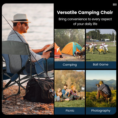 Costway Camping Directors Chair Portable Folding Camp Chair with Side Table & Cooler Bag - 9
