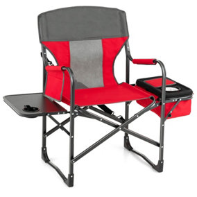 Costway Camping Directors Chair Portable Folding Camp Chair with Side Table & Cooler Bag