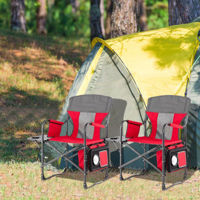 Costway Camping Directors Chair Portable Folding Camp Chair with Side Table Cooler Bag
