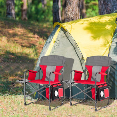 Costway Camping Directors Chair Portable Folding Camp Chair with Side Table & Cooler Bag