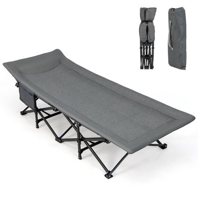 Costway Camping Tent Cot Folding Sleeping Cot Bed w/ Headrest for Adults Supports 180kg