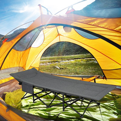 Costway Camping Tent Cot Folding Sleeping Cot Bed w/ Headrest for Adults Supports 180kg