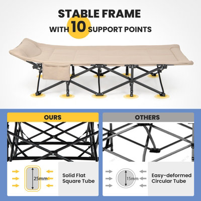 Costway Camping Tent Cot Folding Sleeping Cot Bed w/ Headrest for Adults Supports 180kg - 8