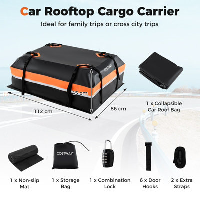 COSTWAY Car Rooftop Cargo Carrier 425 L Waterproof Heavy-Duty PVC Roof ...