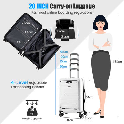 Costway Carry On Luggage 20 Lightweight PC Hardshell Suitcase w Front Pocket