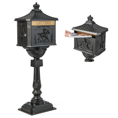 Costway Cast Aluminum Mailbox Outdoor Lockable Security Letter Postbox w/ Baffle Door Price Comparisons | Compare The Build