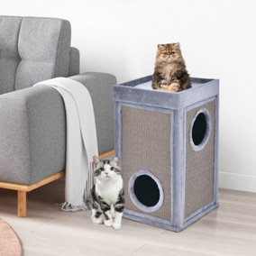 Costway Cat Condo Cat Barrel Tower Cat Pet House Play Activity Center With Scratch Pad