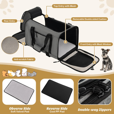 Costway Cat Dog Carrier Pet Travel Crate with Bag 4 Wheels Trolley Small Medium Sized