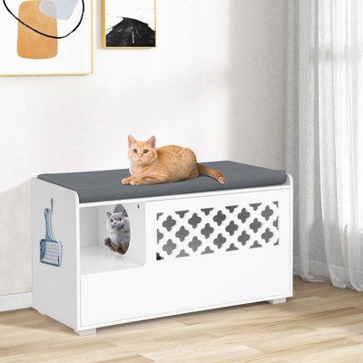 Costway Cat Litter Box Enclosure Furniture Kitty Washroom Hidden Cabinet w/ Front Flip Open Door