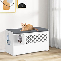 Costway Cat Litter Box Enclosure Furniture Kitty Washroom Hidden Cabinet w/ Front Flip Open Door