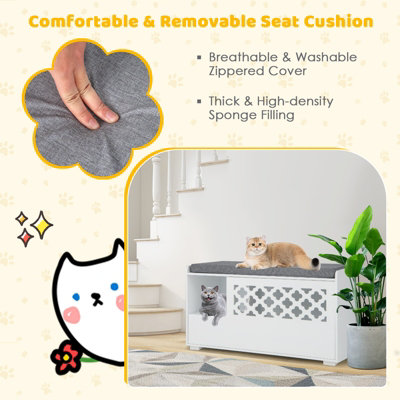 Costway Cat Litter Box Enclosure Furniture Kitty Washroom Hidden Cabinet w/ Front Flip Open Door - 6