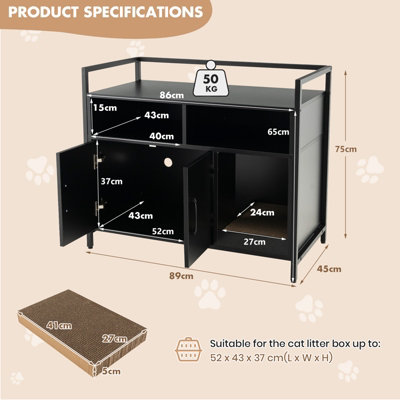 Costway Cat Litter Box Enclosure Hidden Cat Washroom w/ Storage Cabinet & Cat Scratch Pad