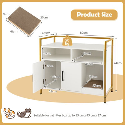 Costway Cat Litter Box Enclosure Hidden Cat Washroom w/ Storage & Cat Scratch Pad