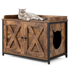 Costway Cat Litter Box Enclosure Industrial Cat Furniture Hidden Cat Washroom Cat House