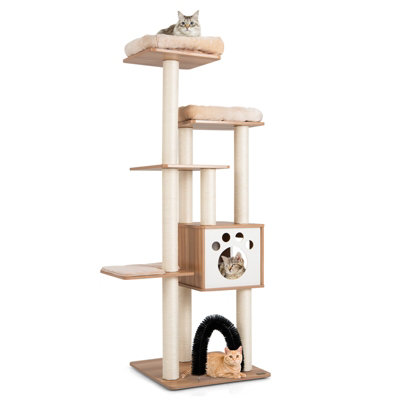 Costway Cat Tree Cat Tower Cat Condo w Platform Scratching Posts for Indoor Cats