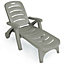 Costway Chaise Lounge Folding Reclining Chair 5-Posistion Recliner w/ Built-In Wheels