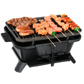 Costway Charcoal Grill Portable Barbecue Grill w/Double-sided Grilling Net